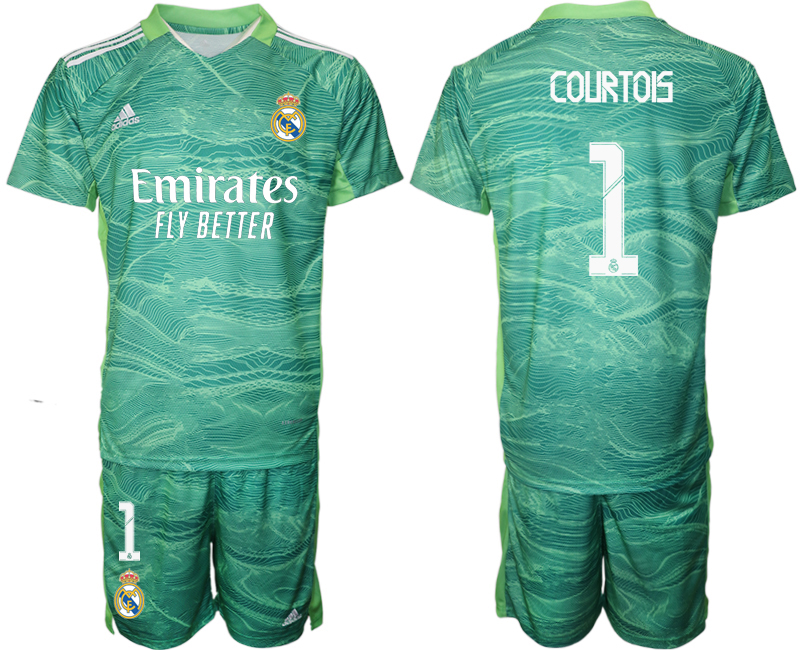 Men 2021-2022 Club Real Madrid green goalkeeper #1 Soccer Jersey->real madrid jersey->Soccer Club Jersey